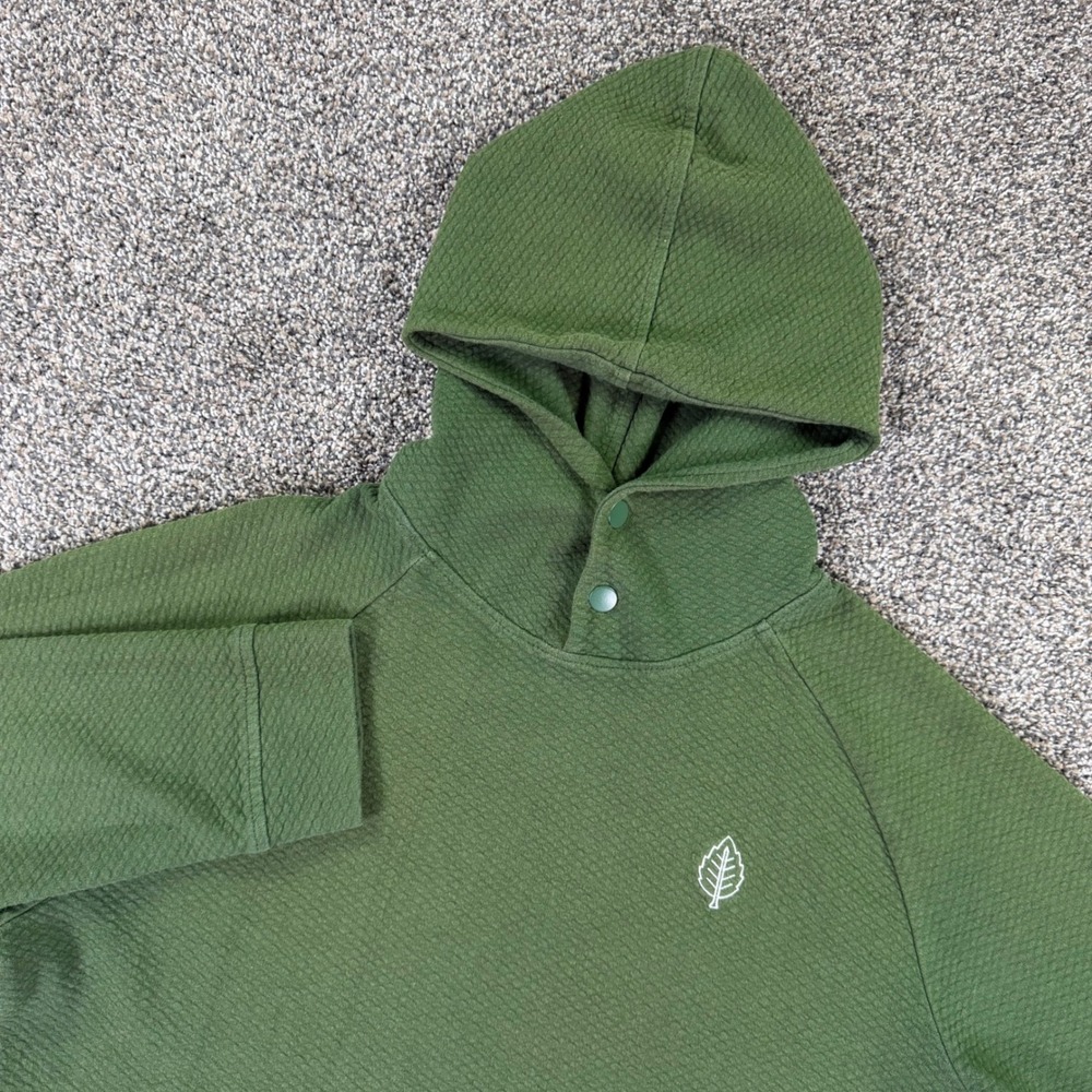 Swannies Golf Green Quilted Snap Neck Hoodie Mens Medium Pullover Active Casual